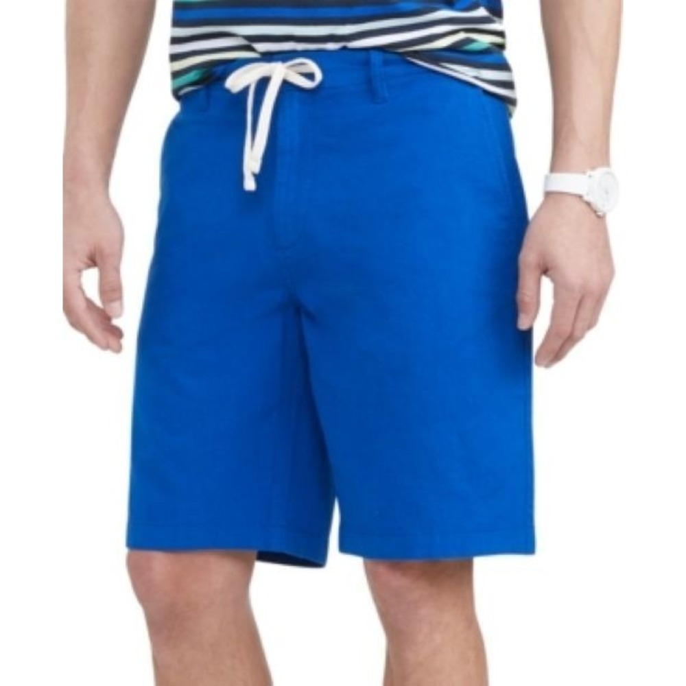 Tommy Hilfiger Men's Blue South Beach Blue Drawstring Classic Fit Stretch Shorts